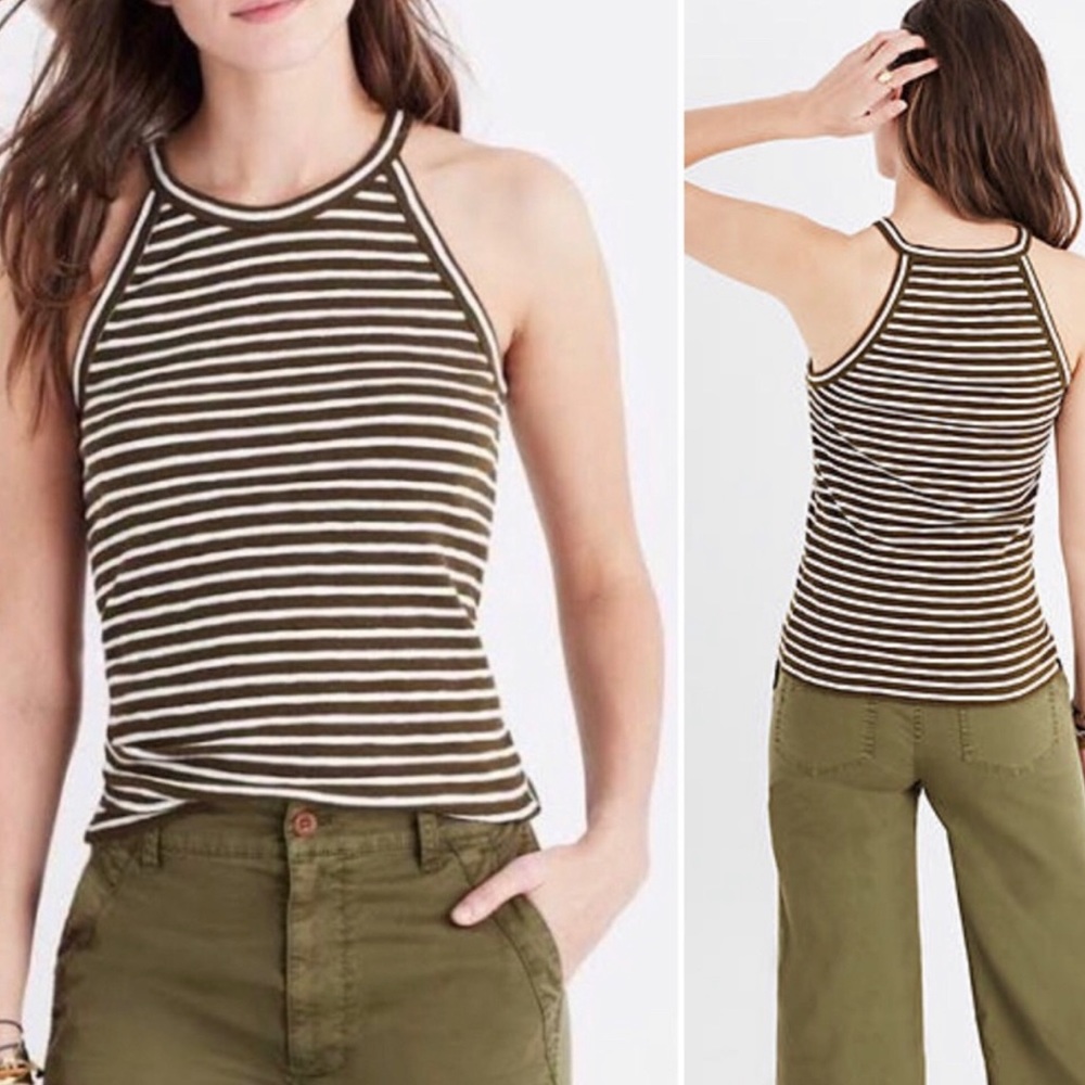 Madewell Green and White Striped Tank!!